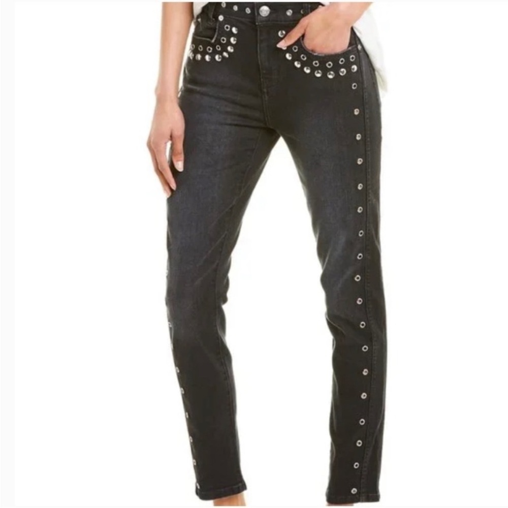 Current/Elliott The 7 Pocket High-rise Stiletto Studded jeans size 28 Revolve